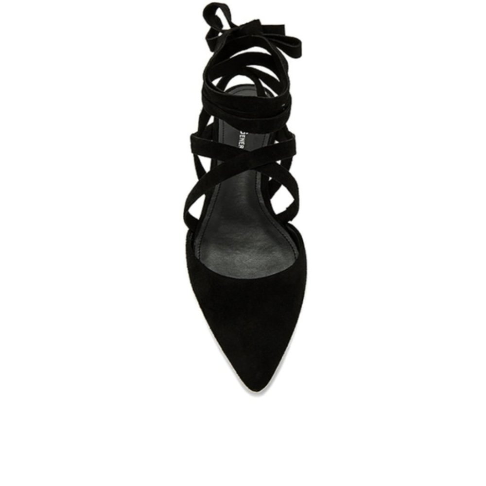 BCBGENERATION Noel black Suede flats with lace up ties women's size 7B